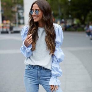 Treasure & Bond‎ X Something Navy Sleeve Detail Sweater Size L